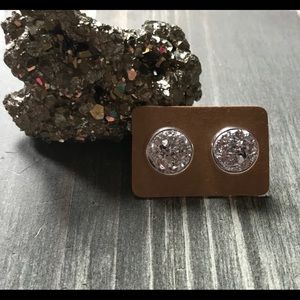 Silver druzy earrings